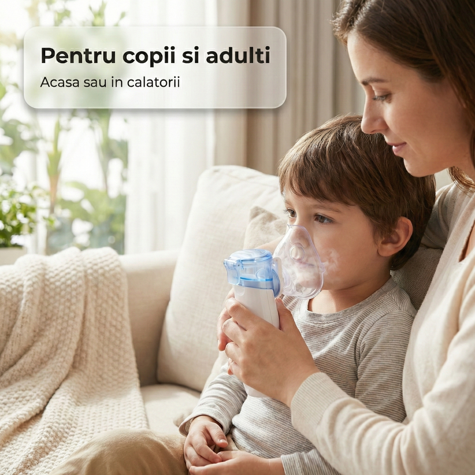 Kit complet nebulizator LittleDomi masca copii masca adulti mustiuc