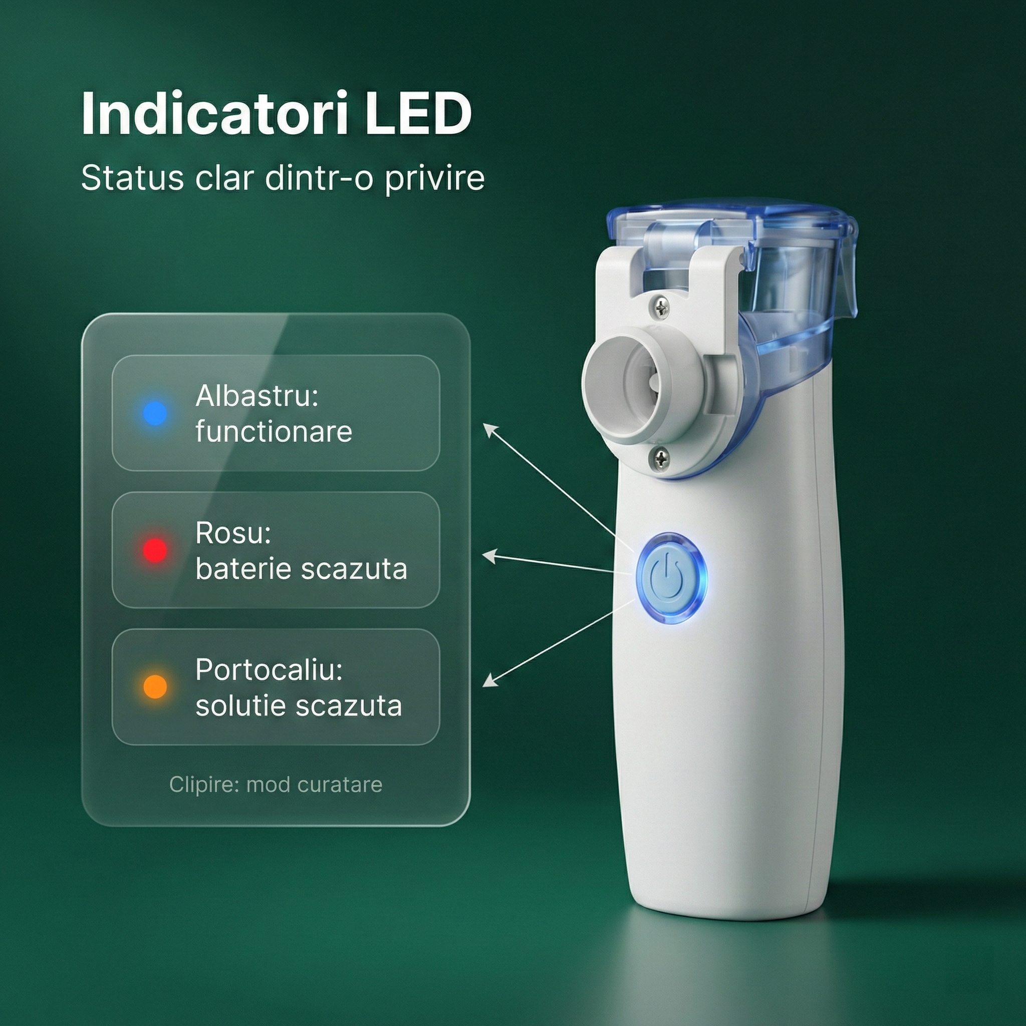Nebulizator LittleDomi LD-212 usor de folosit un buton 5 pasi